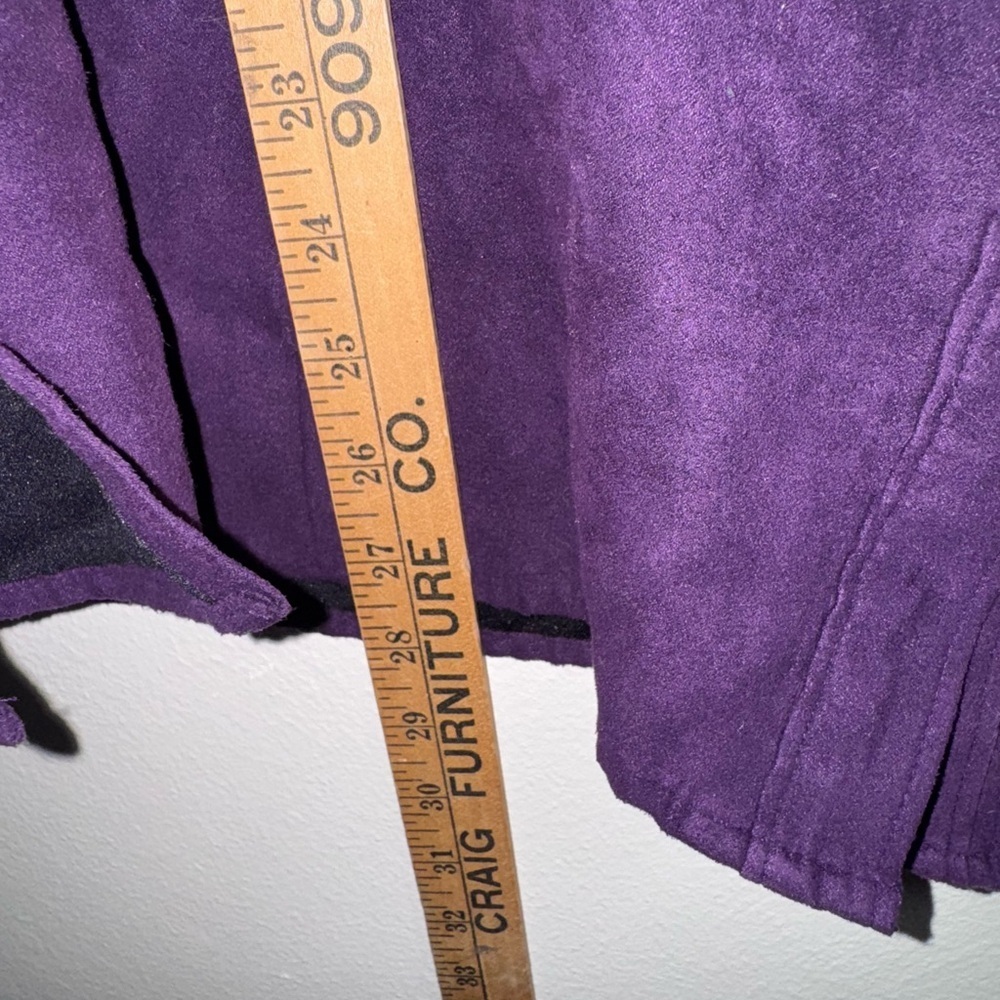 Catherines 2X Faux Suede Button Front Shirt Purple Long Sleeve Plus Size - Picture 5 of 7